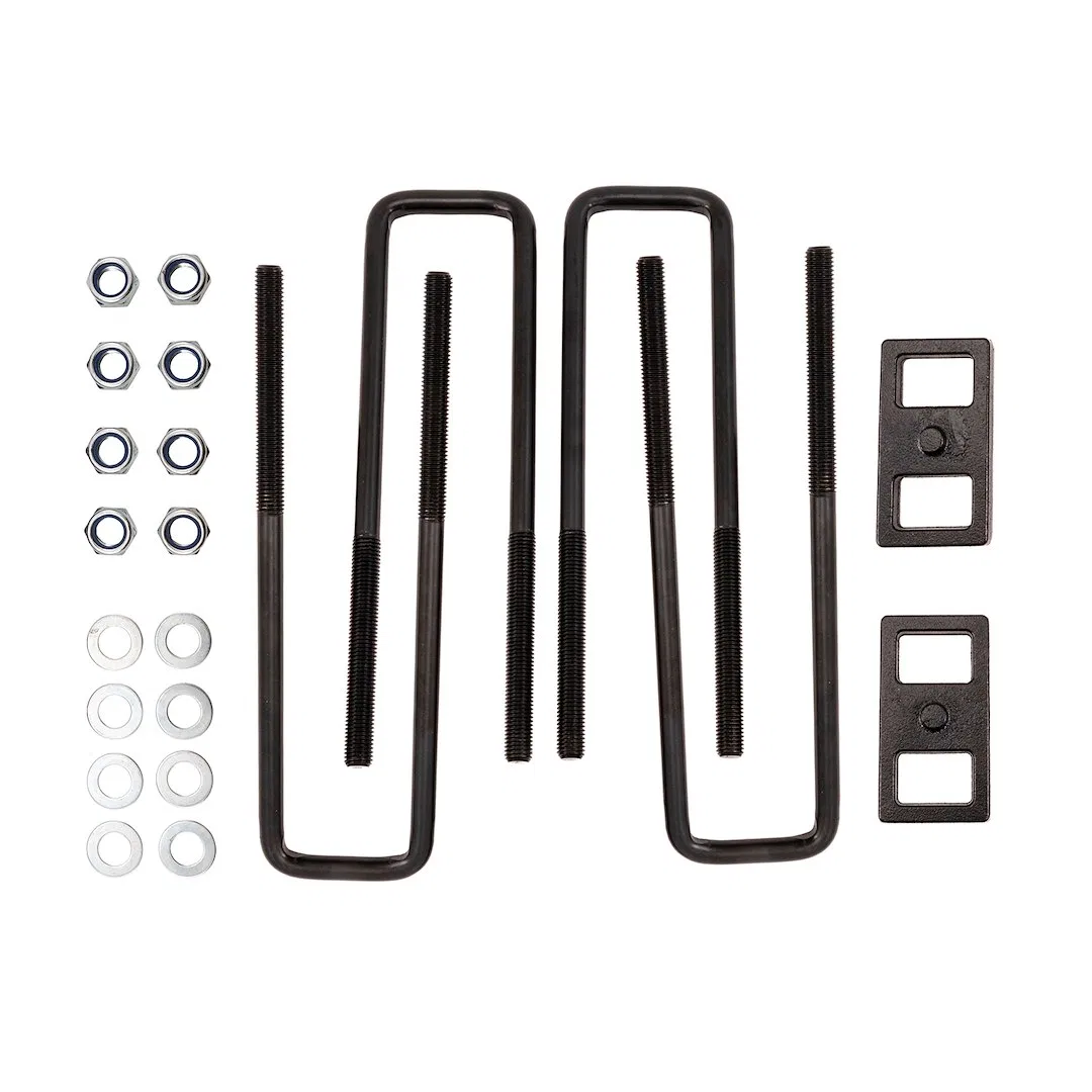 BUG04 – SUSPENS PRO Leaf Spring Block Kit, 2 Inch Rear Lift Cast Iron With Two Rear Blocks/ Four U-Bolts/ Hardware